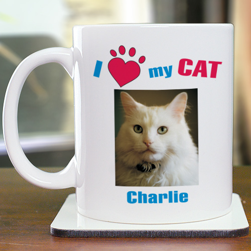 I Love My Cat Personalized Photo Coffee Mug