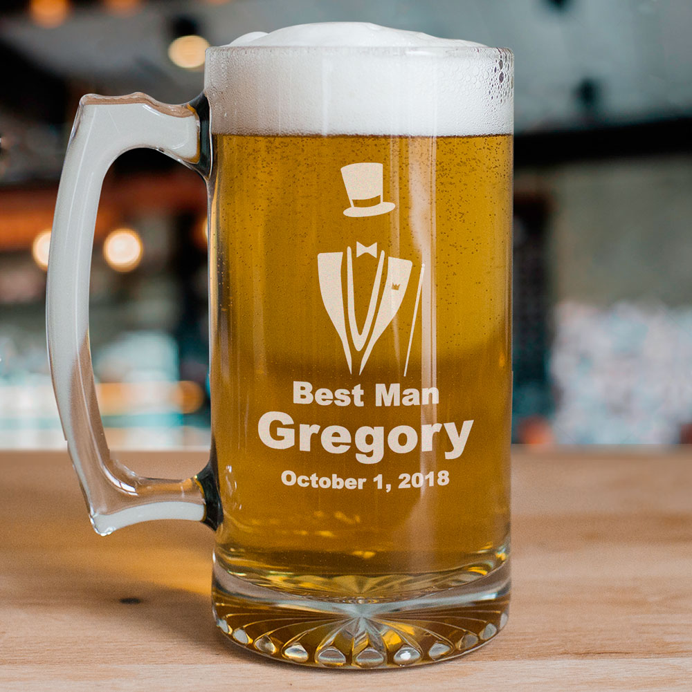 Engraved Groomsman Glass Beer Mug