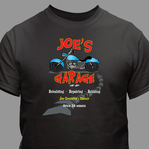 Personalized My Garage Motorcycle TShirt GiftsForYouNow