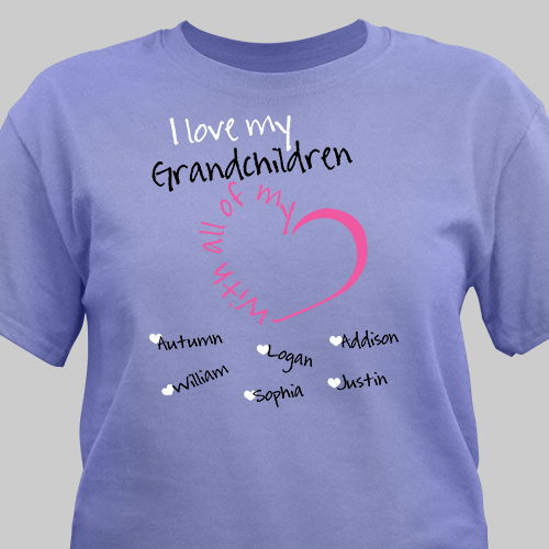 Personalized I Love my grandchildren With All My Heart T-Shirt