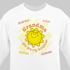 Personalized Sunshine Sweatshirt - White - Medium (Mens 38/40- Ladies 10/12) by Gifts For You Now
