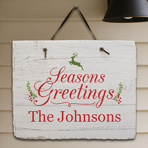 Personalized Seasons Greetings Slate Plaque | Personalized Christmas Decorations