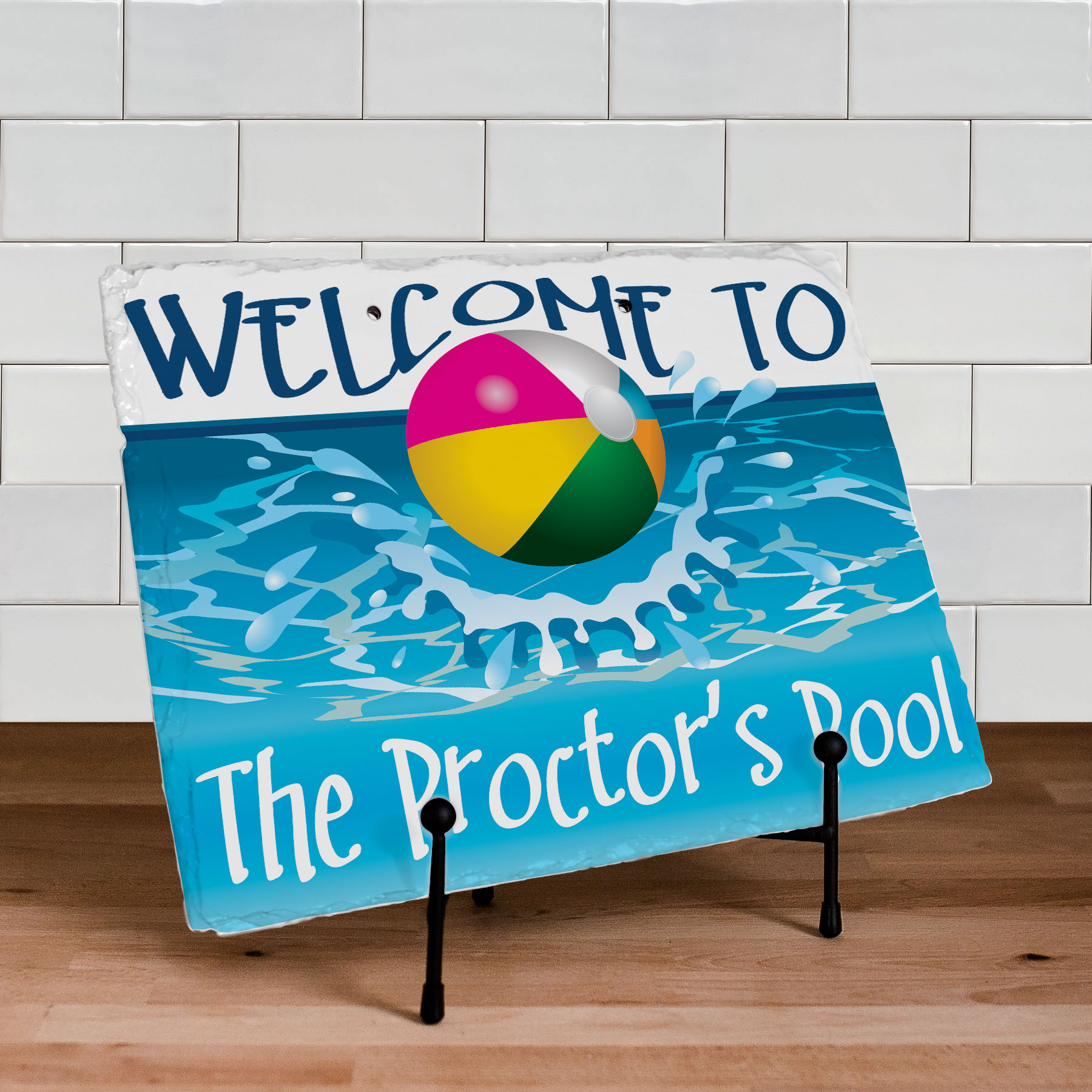Beach Ball Welcome Slate Plaque | Personalized Welcome Signs