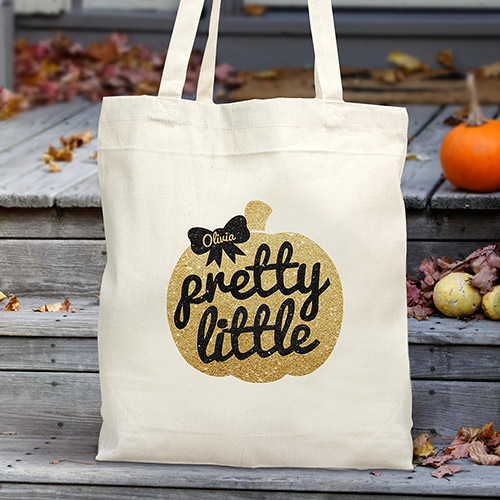 Personalized Pretty Little Pumpkin Tote Bag | Personalized Halloween Totes