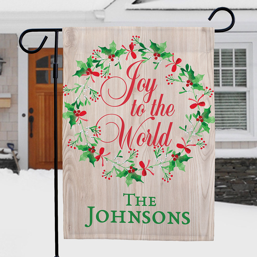 Personalized Joy to the World Garden Flag | Personalized Christmas Flags