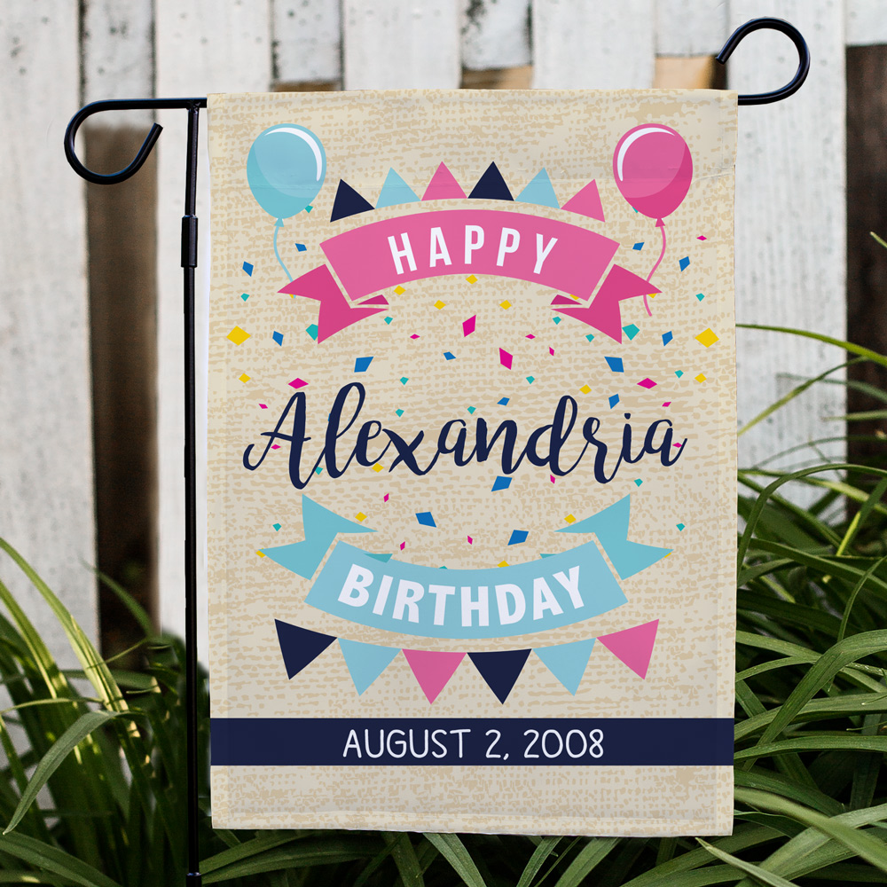 Personalized Banner Birthday Garden Flag GiftsForYouNow