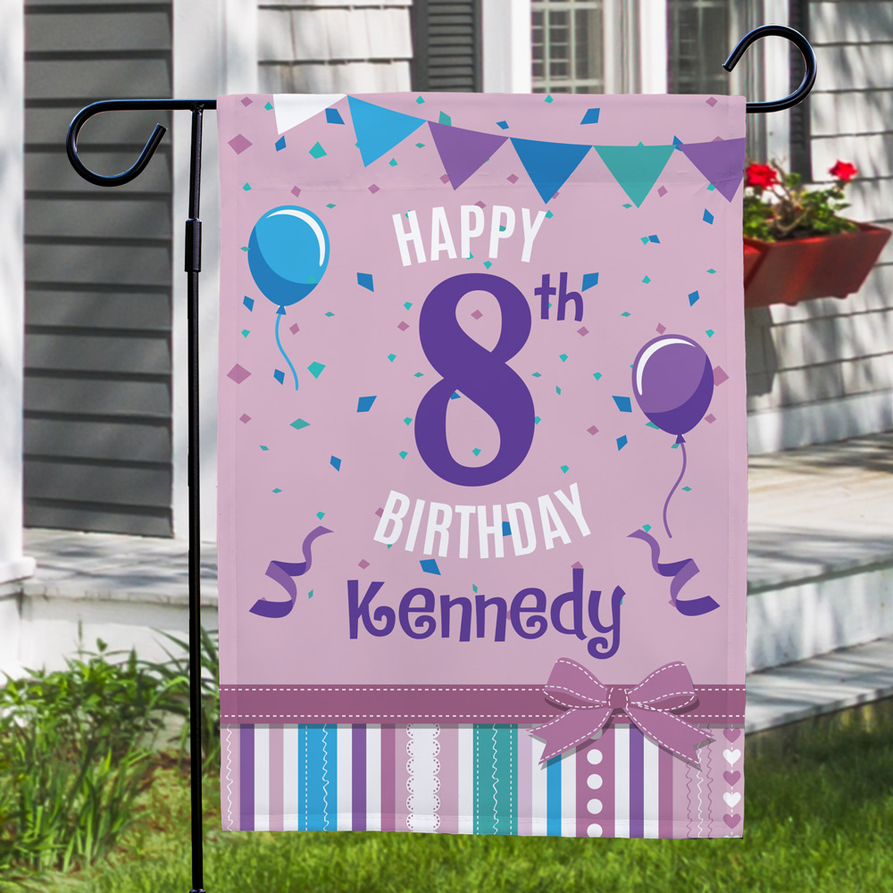 Personalized Confetti and Balloons Birthday Garden Flag | Personalized Birthday Flags