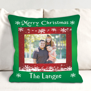 Merry Christmas Personalized Photo Throw Pillow | Personalized Christmas Decor