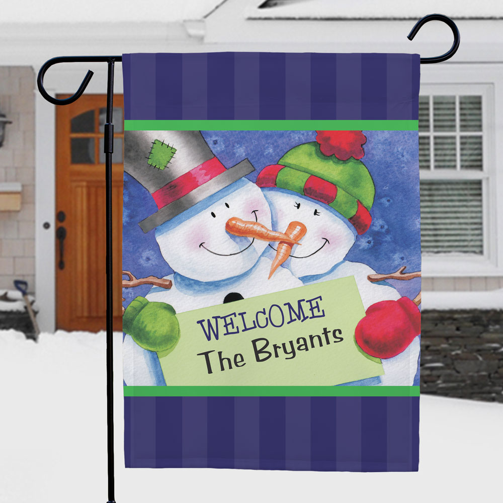 Personalized Snow Couple Garden Flag | Personalized Christmas Flag