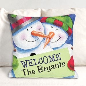 Image of Personalized Snow Couple Throw Pillow