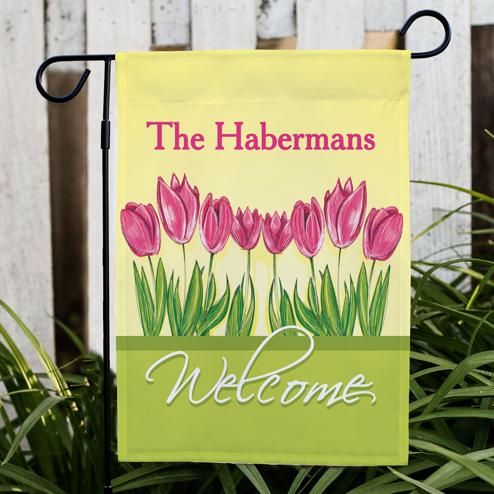 Personalized Spring Tulips Garden Flag | Personalized Garden Flags