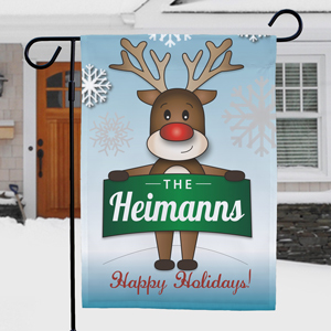 Personalized Reindeer Welcome Garden Flag | Personalized Garden Flags