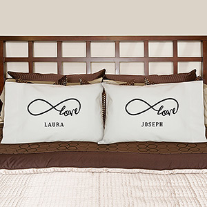 Personalized Infinity Design White Pillowcase | Personalized Couple Gifts