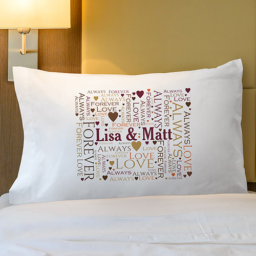 Loving Couple WordArt Personalized Pillowcase Gifts for Wife