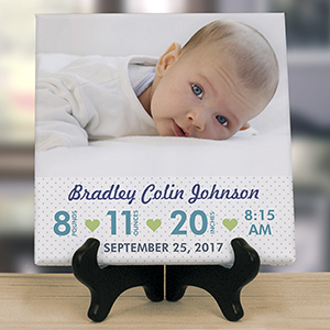 Image of Personalized Baby Photo 8x8 Tabletop Canvas