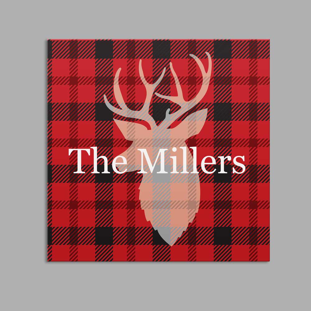 Personalized Plaid Deer Canvas GiftsForYouNow
