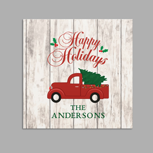Personalized Happy Holidays Truck Canvas | Personalized Christmas Decorations