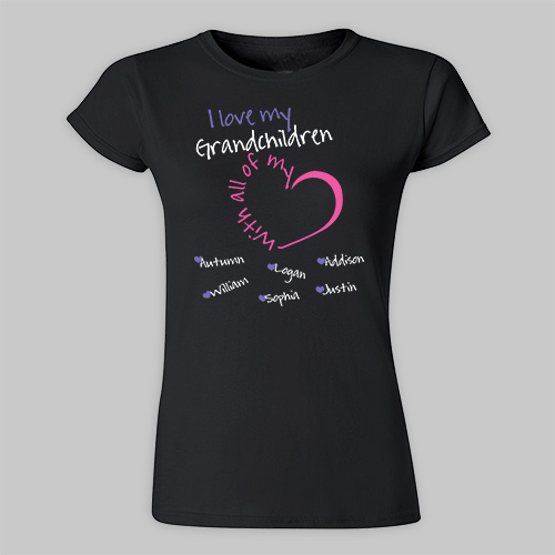 Personalized With All My Heart Ladies Fitted T-Shirt | Personalized Shirts For Grandma