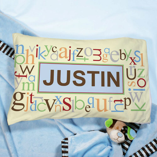 Personalized Blue Alphabet Name Pillow GiftsForYouNow