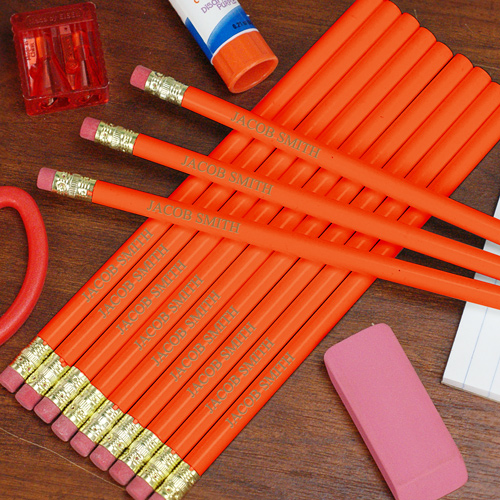 Engraved Orange School Pencils L451913OR