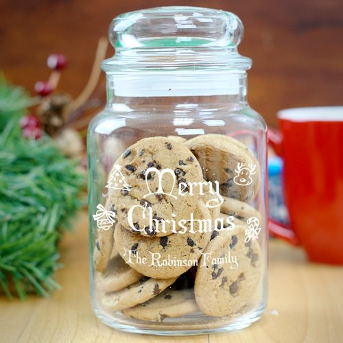 Personalized Glass Holiday Cookie Jar