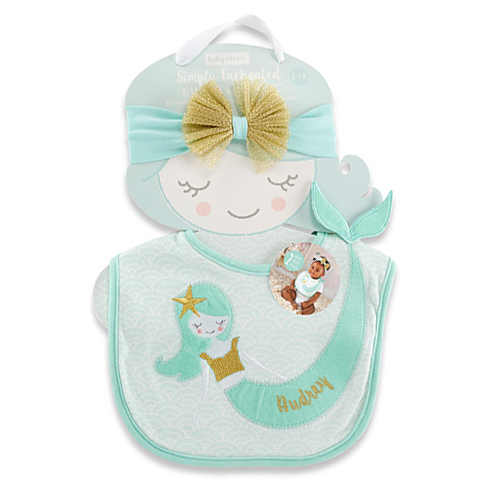 Personalized Mermaid Bib and Headband Set | Personalized Baby Gifts