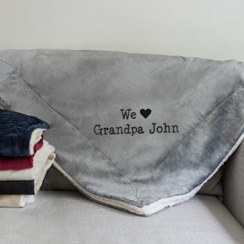 We Love Embroidered Sherpa | Personalized Blankets
