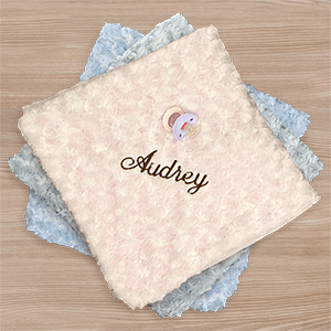 Image of Embroidered Curly Plush Baby Blanket