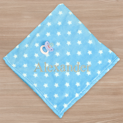 Embroidered Star Plush Baby Blanket | Personalized Baby Blankets