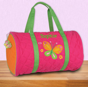 Image of Embroidered Quilted Butterfly Duffel Bag