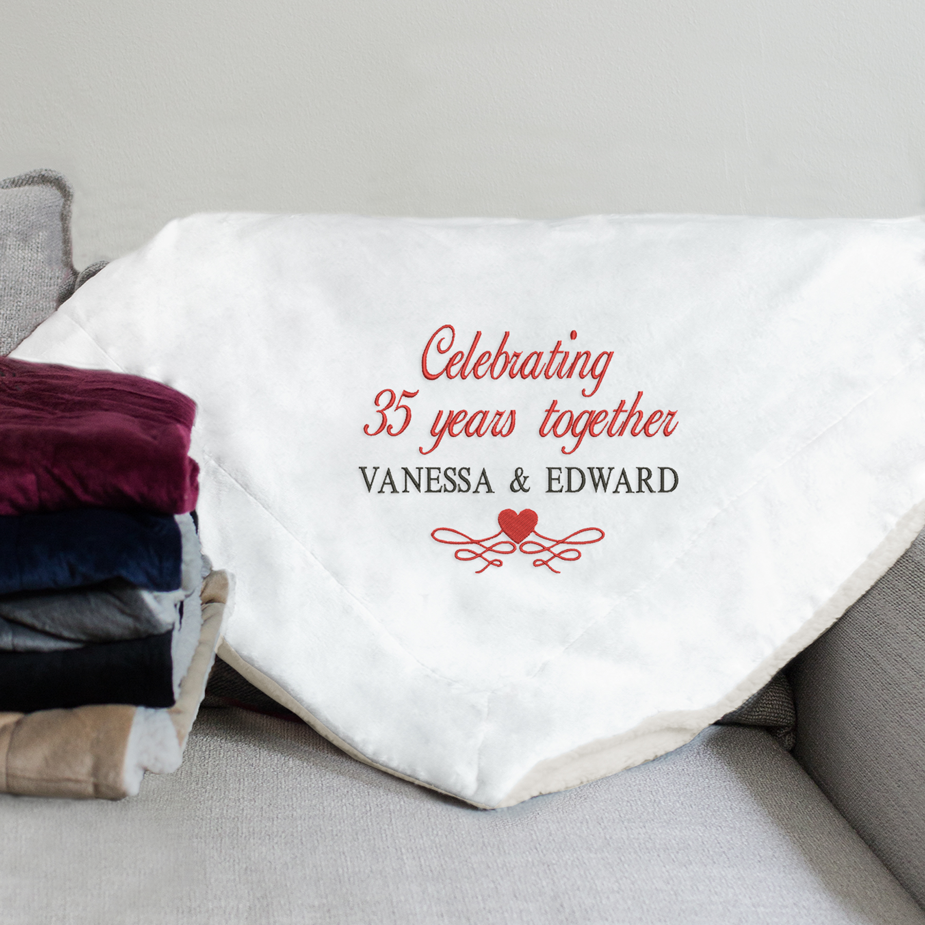 Embroidered Celebrating Years Together Sherpa | Blanket Anniversary Gifts