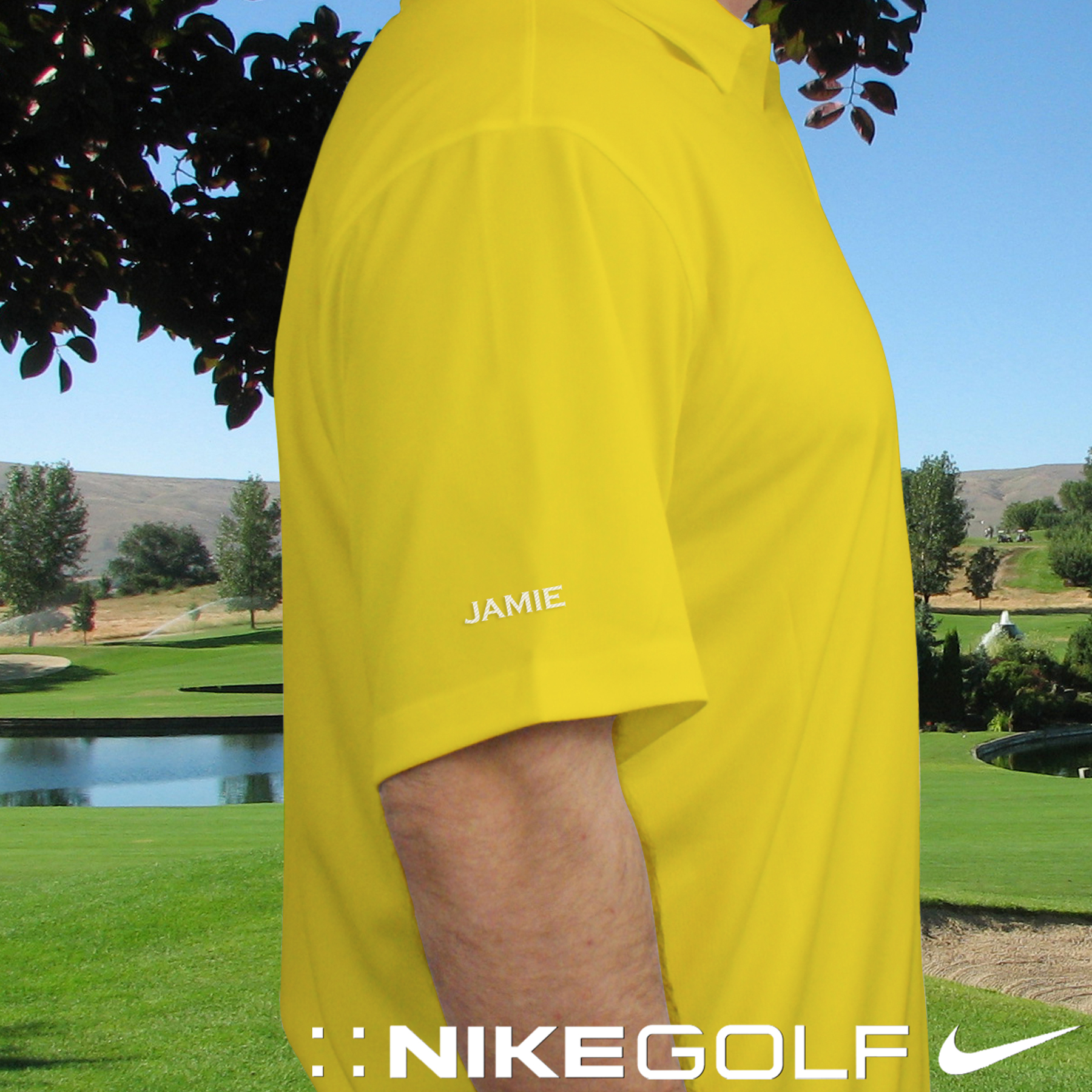 Embroidered Nike Dri-FIT Yellow Polo | Personalized Polo Shirts For Him