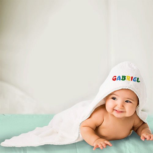Primary Name Embroidered Hooded Baby Towel | Personalized Baby Gifts