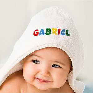 Primary Name Embroidered Hooded Baby Towel | Personalized Baby Gifts