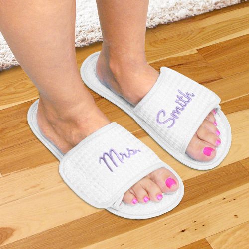 Embroidered Newlywed Slippers | Personalized Newlywed Gifts