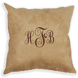 Embroidered Script Monogram Suede Pillow E9915188