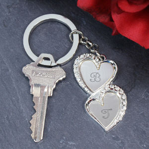 Engraved Double Heart Key Chain | Personalized Valentine’s Day Gifts