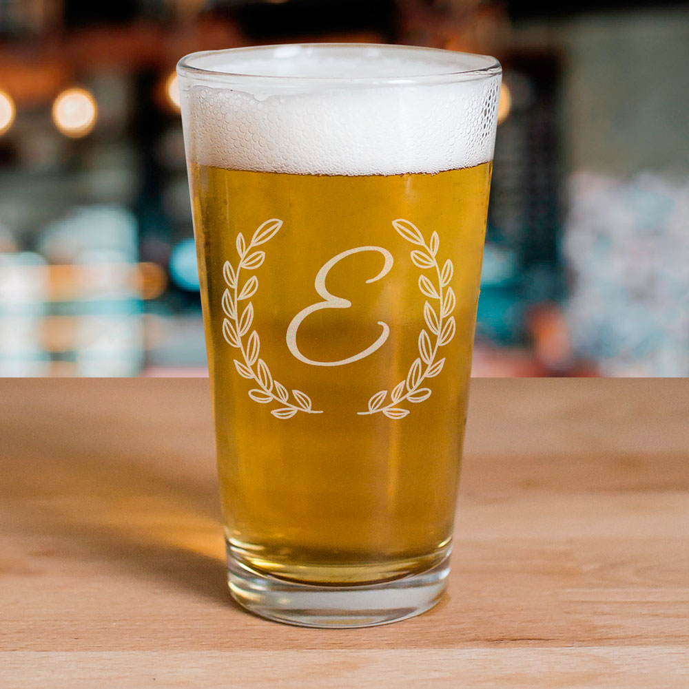 Engraved Single Initial Beer Glass | Personalized Beer Glasses
