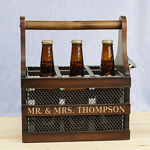 Image of Personalized Wooden Bottle Carrier