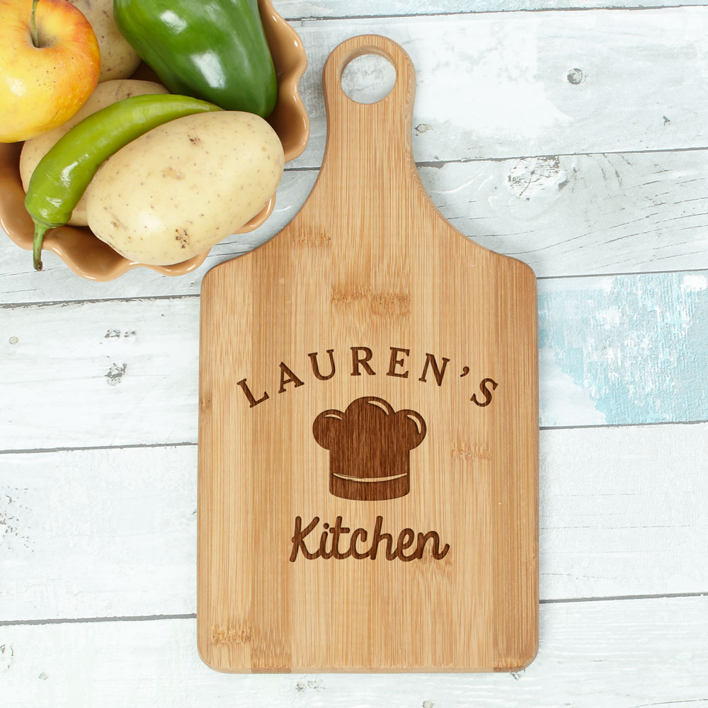 Engraved Chef Hat Paddle Cutting Board L10997188