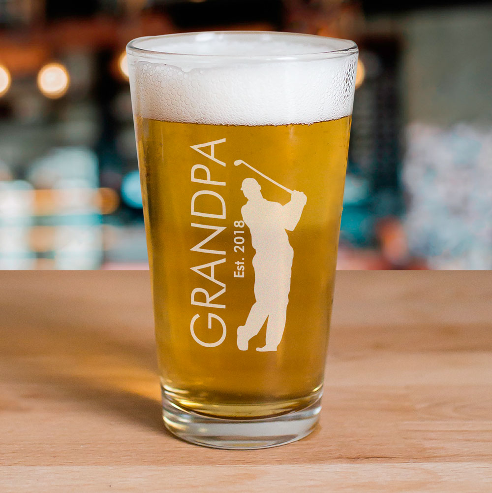 Engraved Golfer Beer Glass GiftsForYouNow