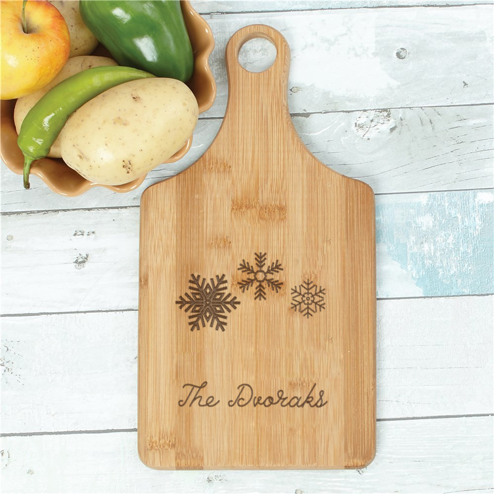 Engraved Christmas Icons Paddle Cutting Board L22075188