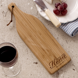 Engraved Bless Our Home Wine Bottle Cheese Board L610528X