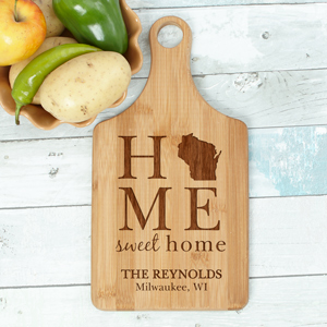 Personalized Engraved Home Sweet Home Paddle Cutting Board by Gifts For You Now