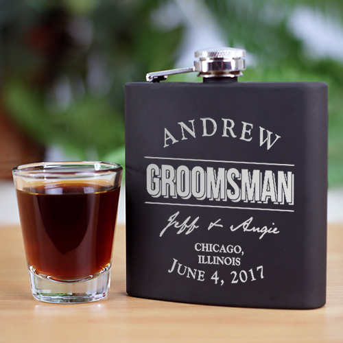 Engraved Groomsmen Steel Flask Bridal Party Flask