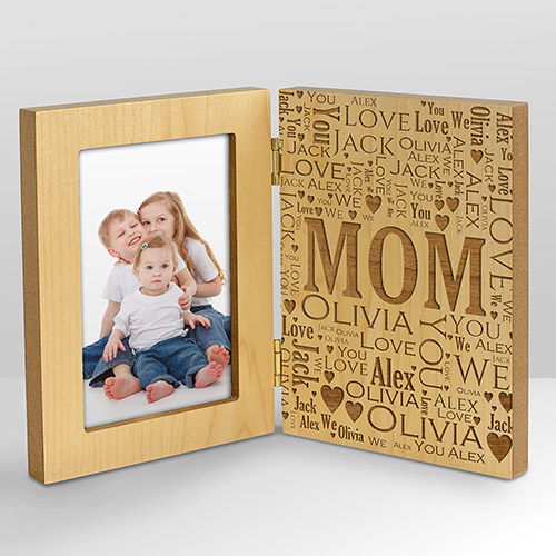 Engraved Mom WordArt Hinged Wood Frame GiftsForYouNow