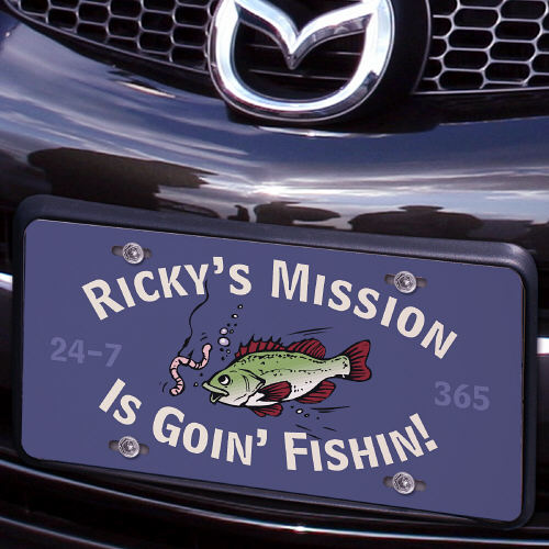 Fishin' Is My Mission License Plate | Personalized Fishing Gifts