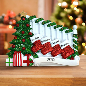 Personalized Staircase with Stockings Family Table Topper M1076499