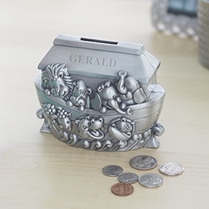 Image of Engraved Noah's Ark Pewter Bank