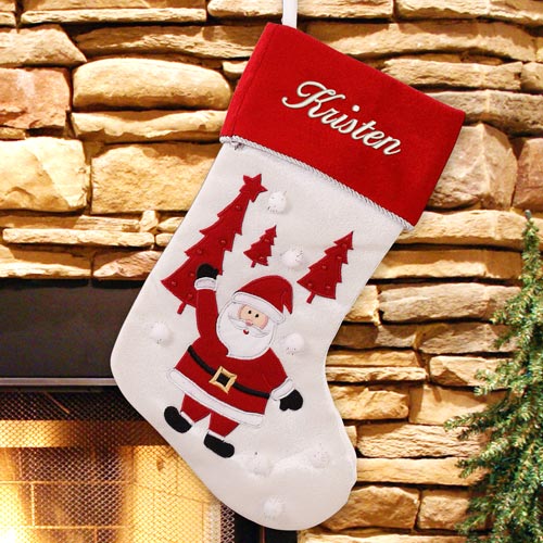 Embroidered Santa Stocking | Unique Christmas Stockings